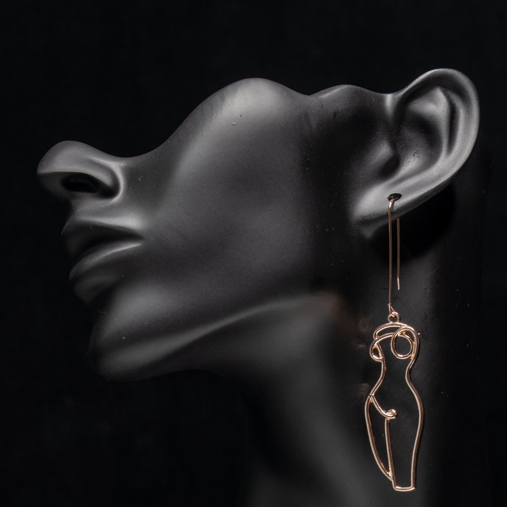 Goddess Body Silhouette Sexy Woman Nude Earrings in Rose